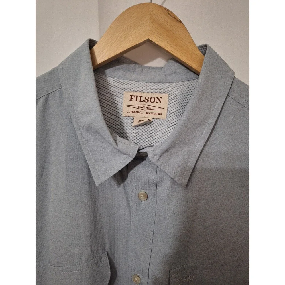 Vintage Filson Mens Twin Lakes Shirt Sz XXL Vented Short Sleeve Button Up Camp